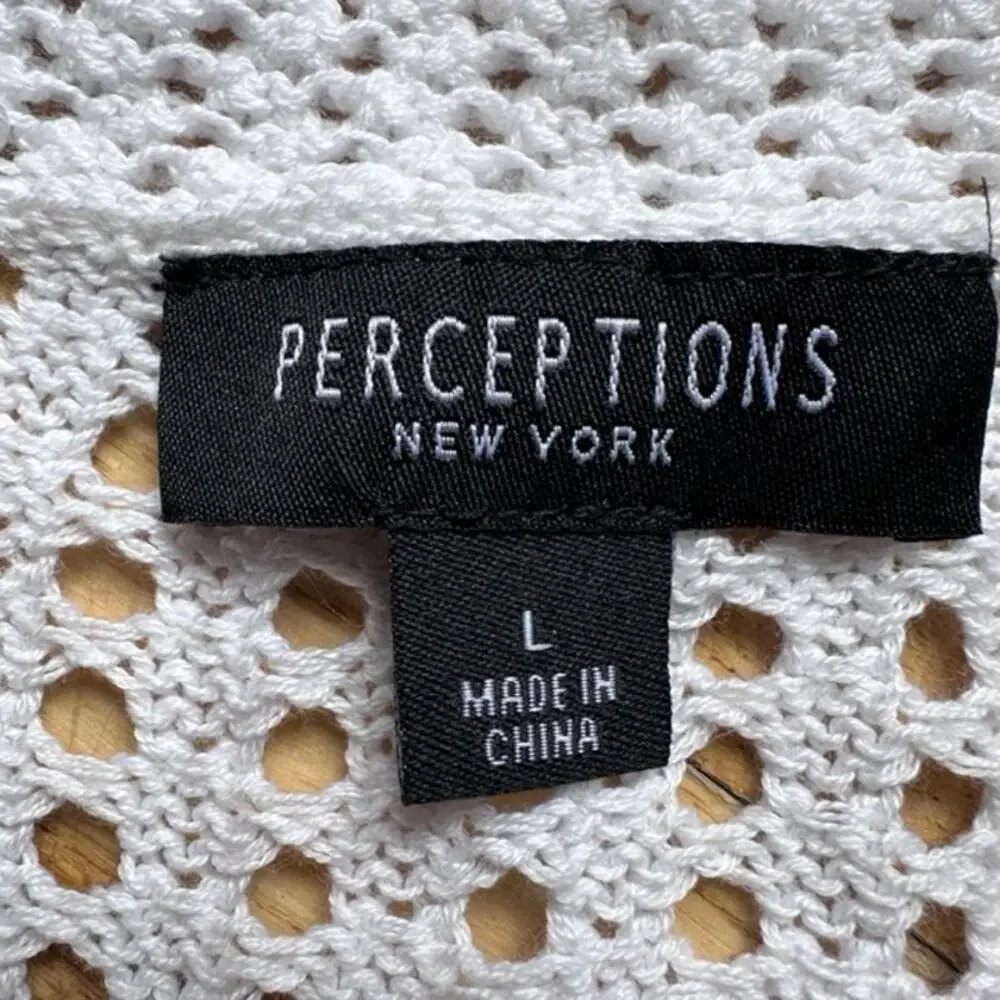 Perceptions Women's White Cardigan Size M-L Cropped Open-Front Classic Spring - Picture 8 of 10
